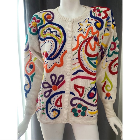 Christine Sweaters - Vintage Christine Embellished &Embroidered Sweater